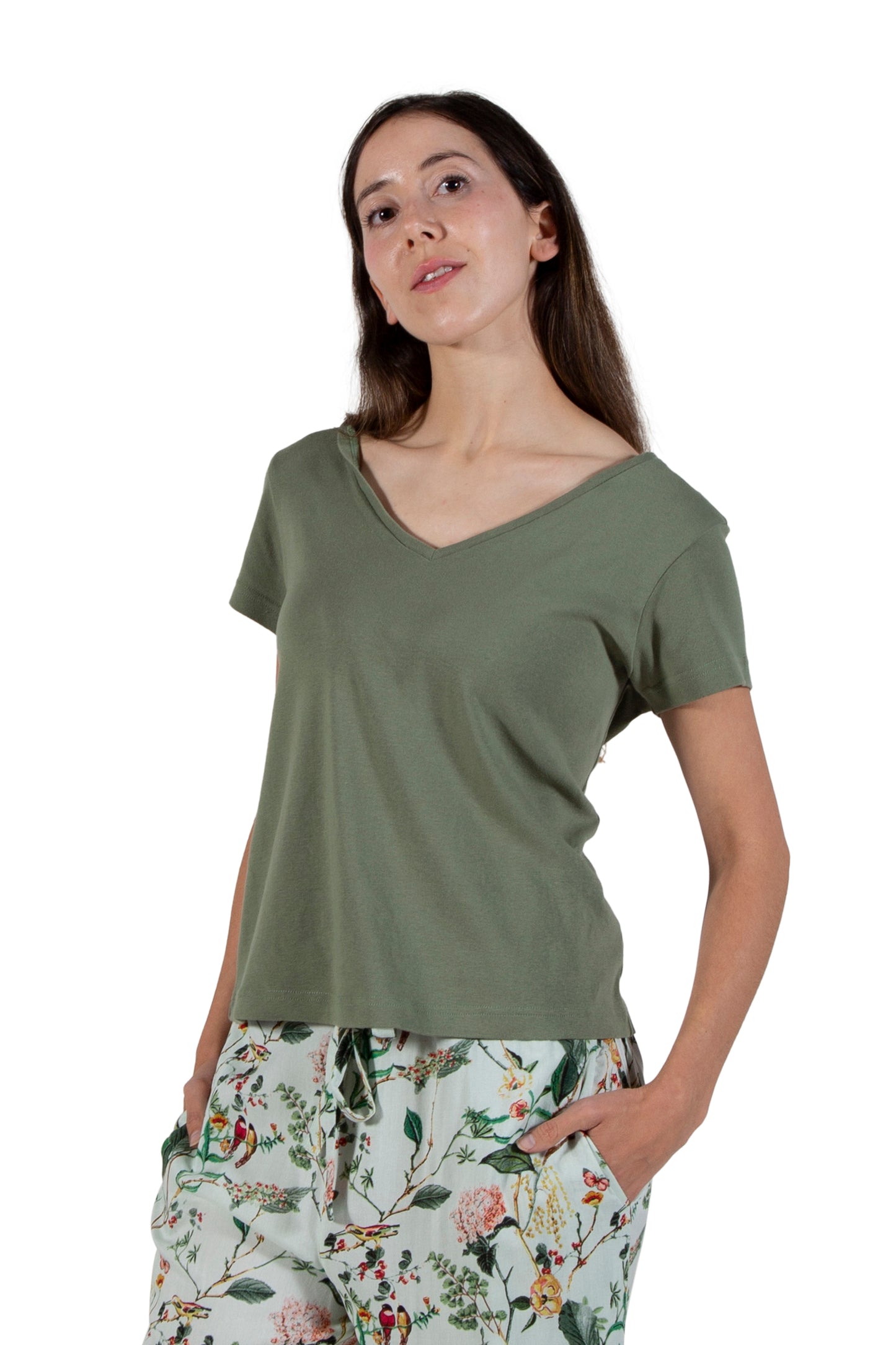 A La Carte By La Cera Cotton V-Neck Top