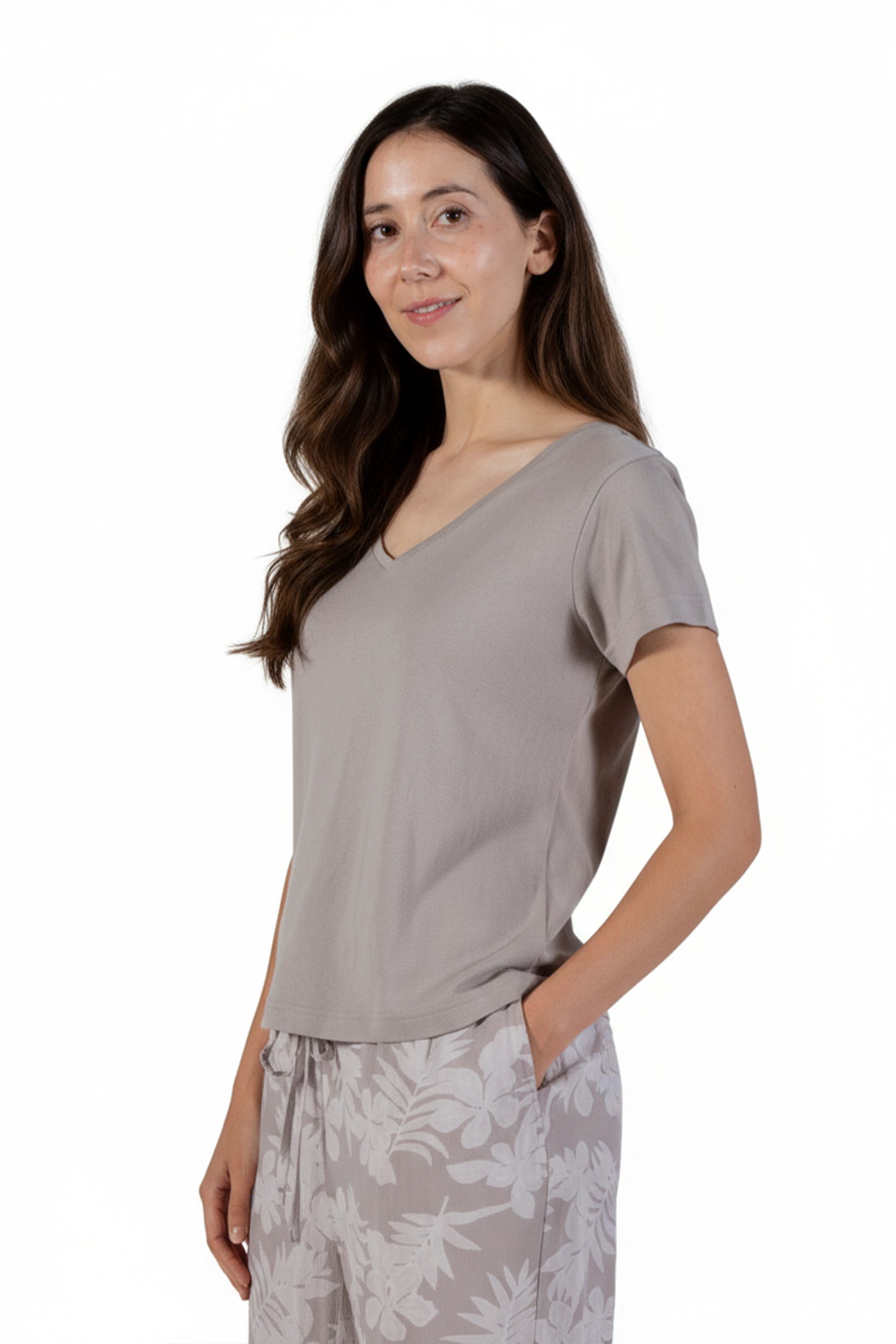A La Carte By La Cera Cotton V-Neck Top