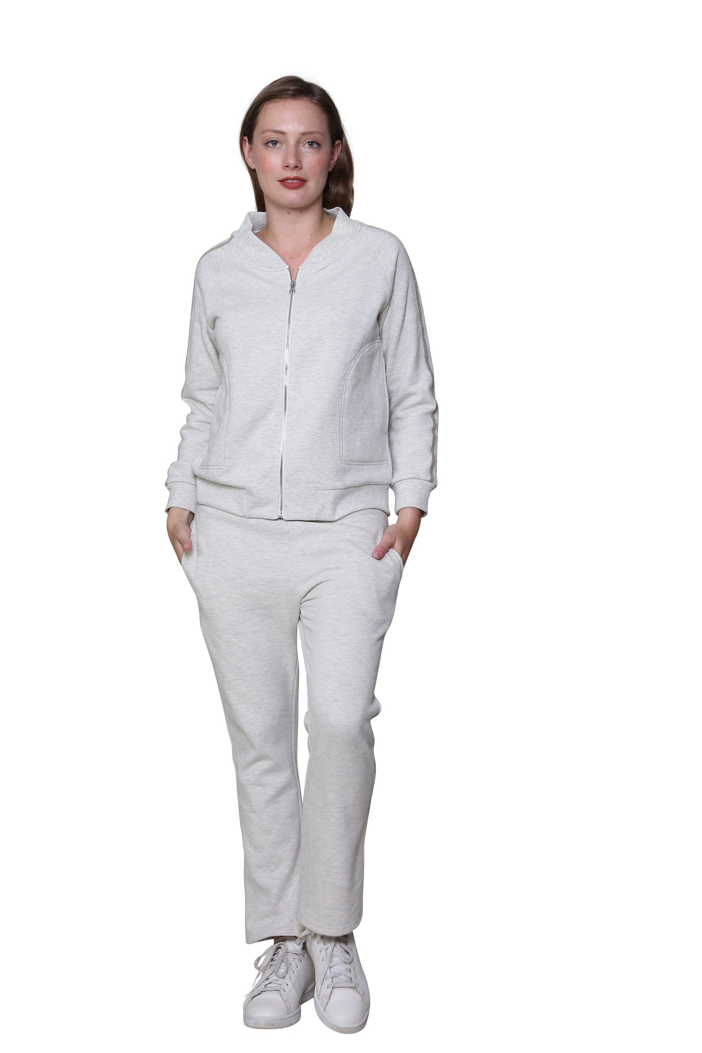 Chaqueta con cremallera de felpa francesa de talla grande