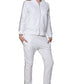 French Terry Cotton 2-Piece Zip-Front Track Pant Set - La Cera
