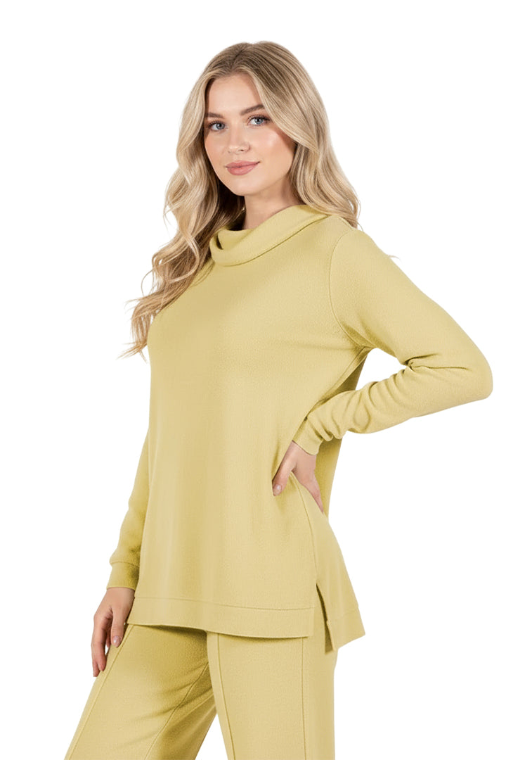 Comfort Luxe Collection Cozy Knit Cowl Neck Top - La Cera