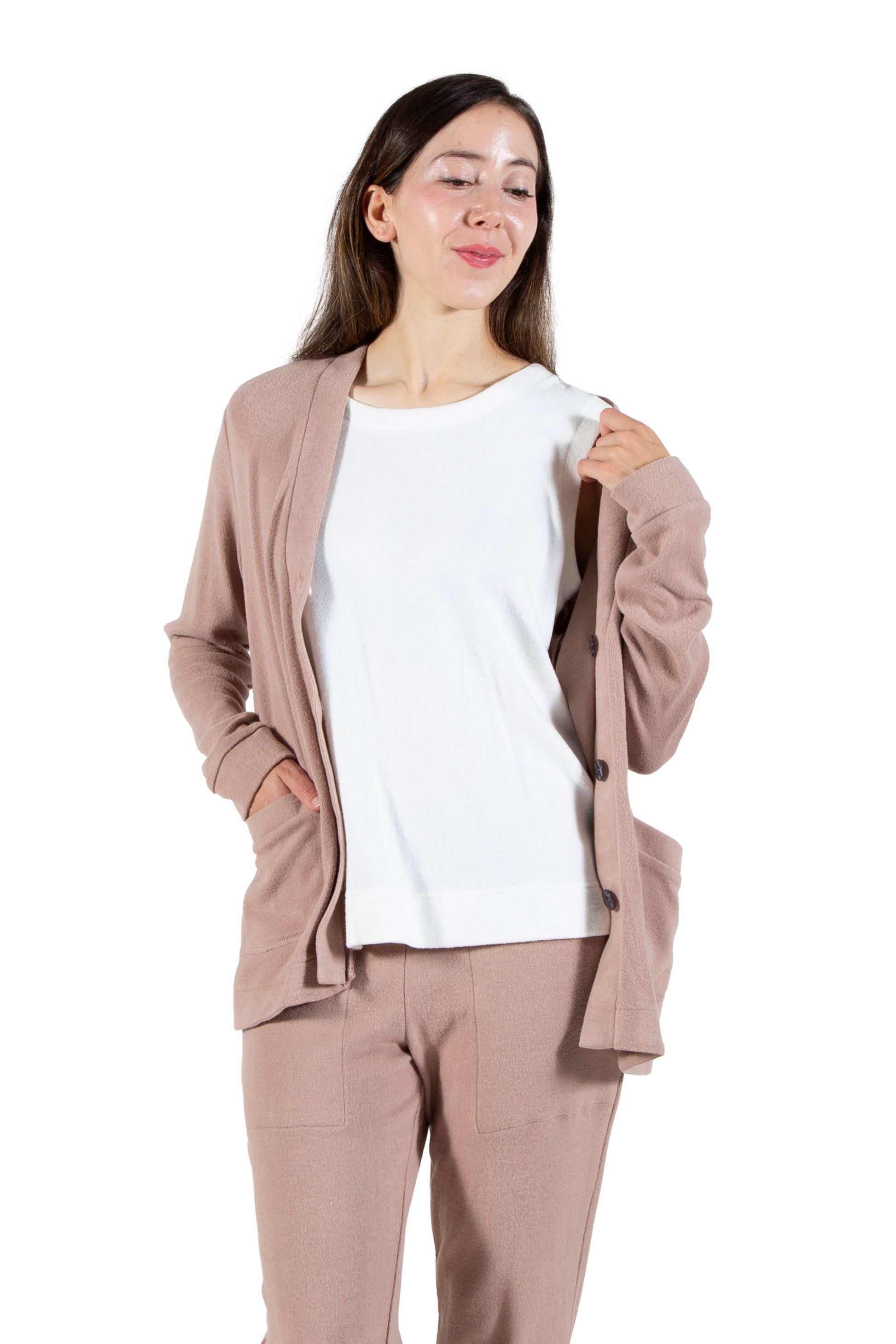 Comfort Luxe Collection Cozy Knit Button Front Jacket - La Cera