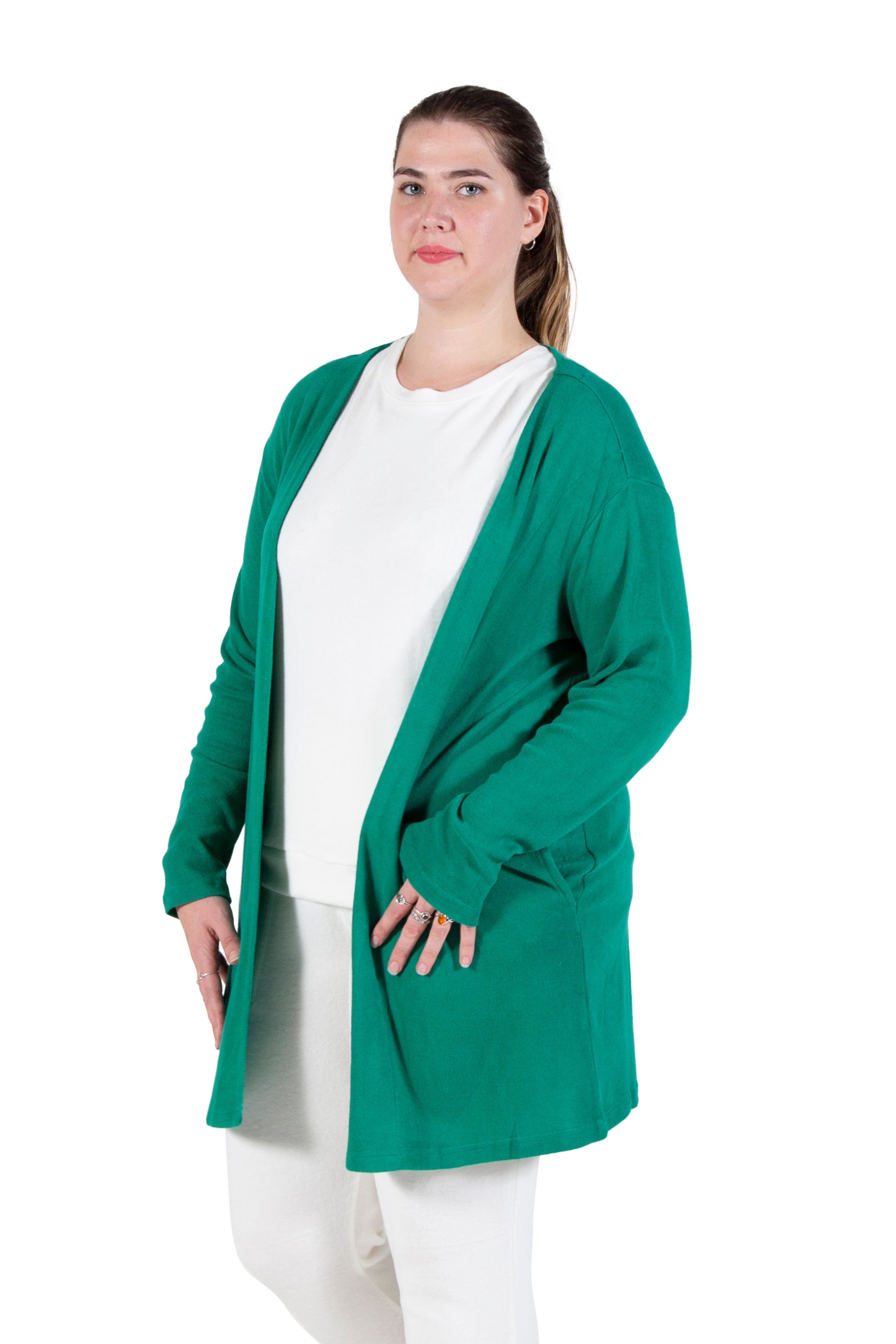 Plus Size Comfort Luxe Collection Knee Length Cardigan - La Cera