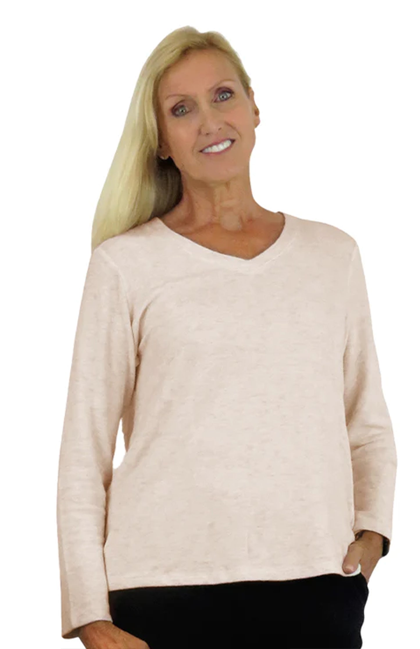V-Neck Comfort Collection Long Sleeve Top - La Cera