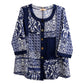 La Cera Plus Size Navy Mosaic Tile Print Top - La Cera