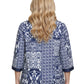 La Cera Plus Size Navy Mosaic Tile Print Top - La Cera