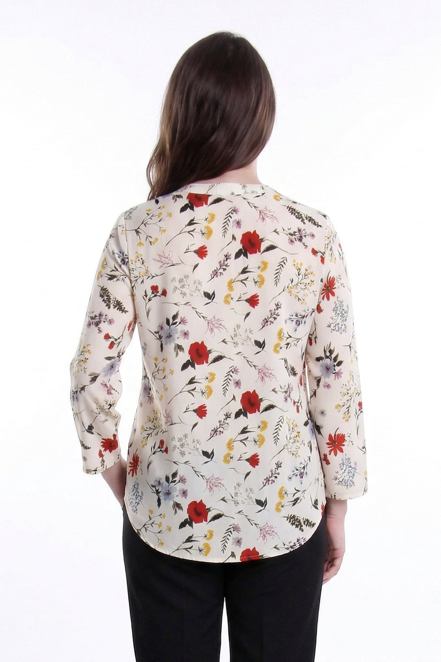 Pleat Front Printed Rayon Top - La Cera