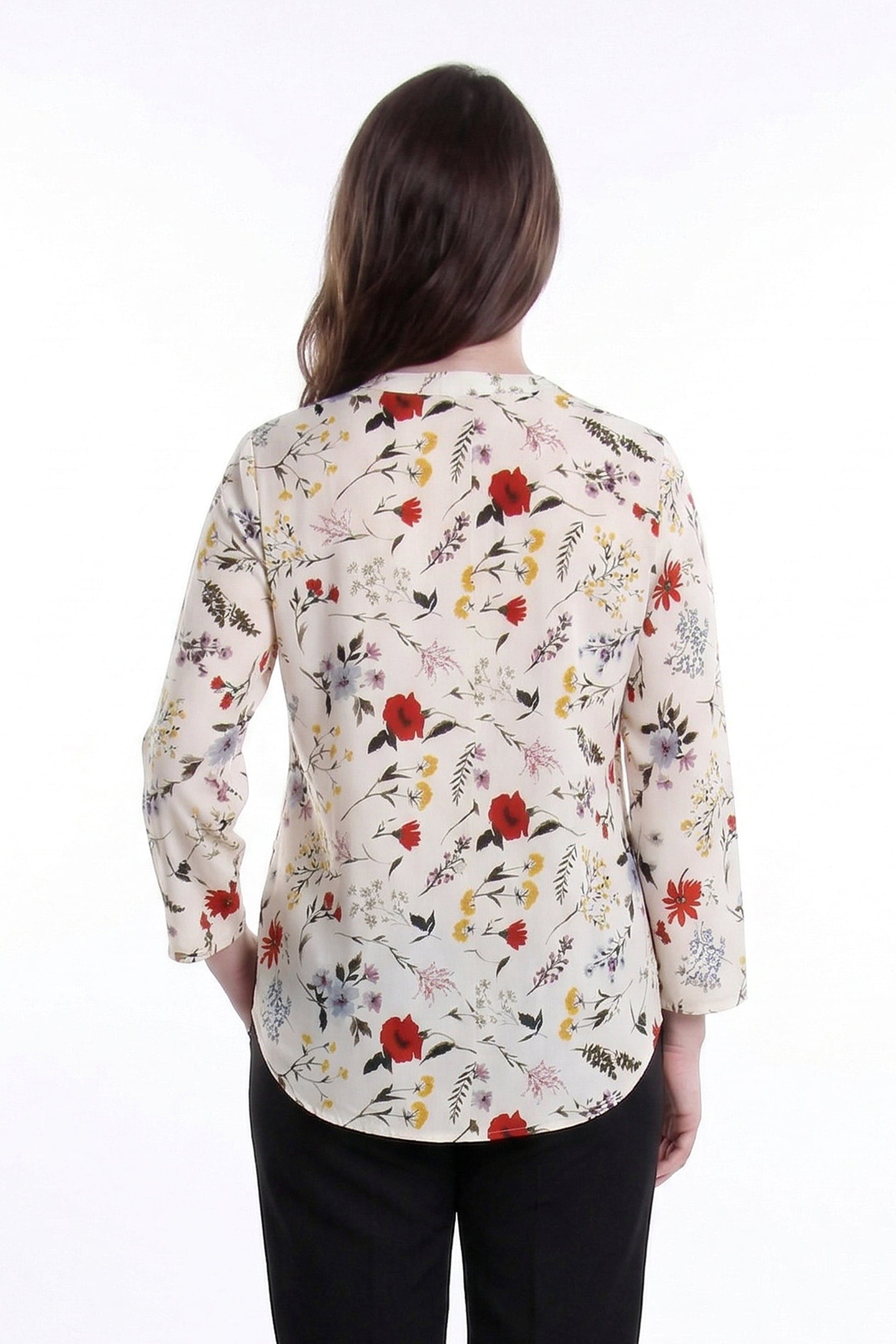Pleat Front Printed Rayon Top - La Cera