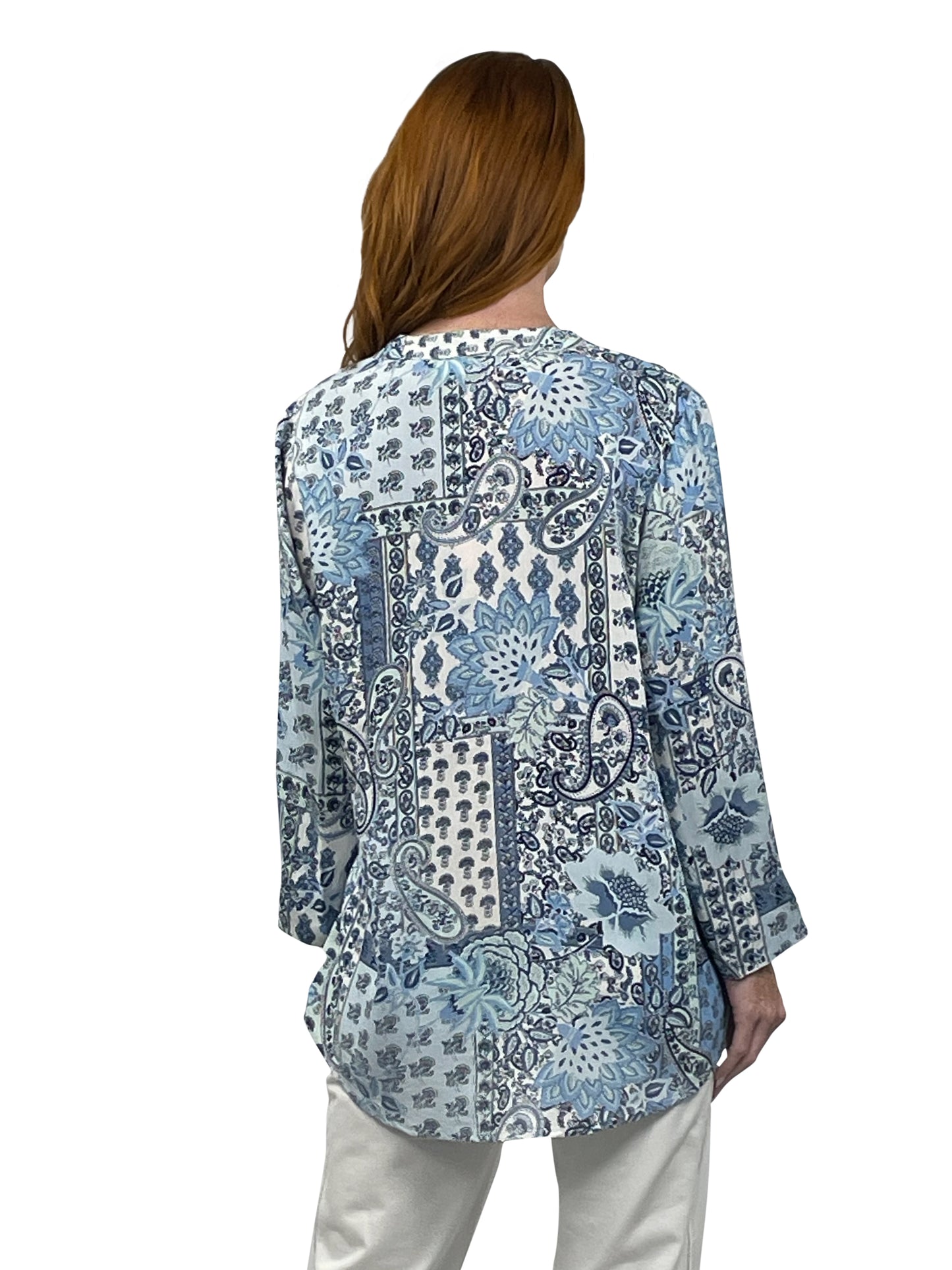 La Cera Patchwork Paisley Release Pleat Tunic - La Cera