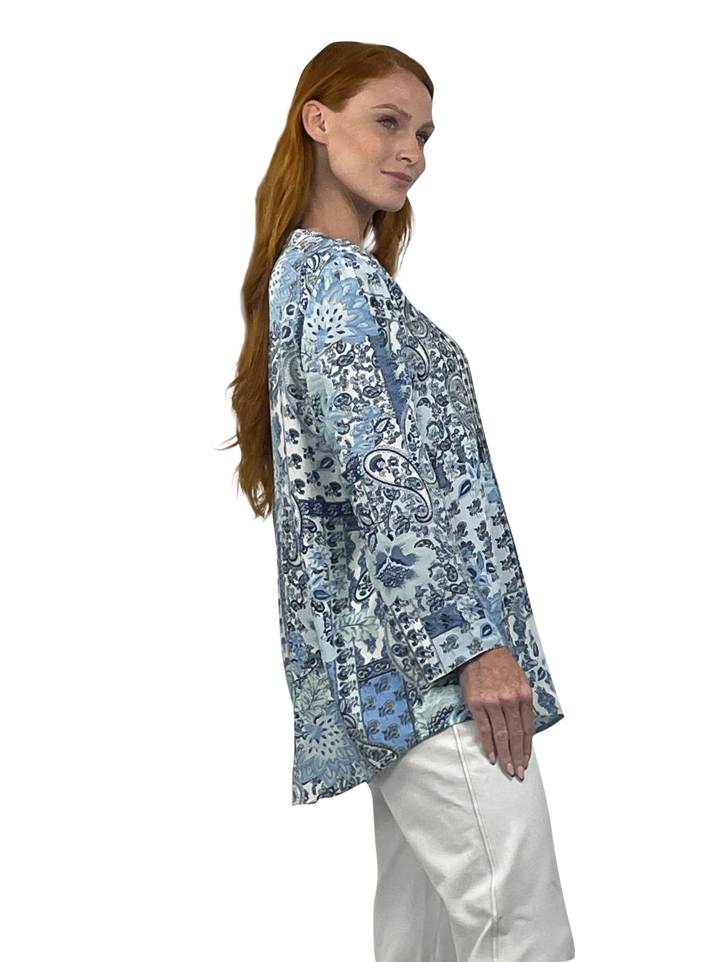 La Cera Patchwork Paisley Release Pleat Tunic - La Cera