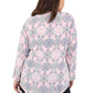 La Cera Plus Size Pleat Front Printed Rayon Top