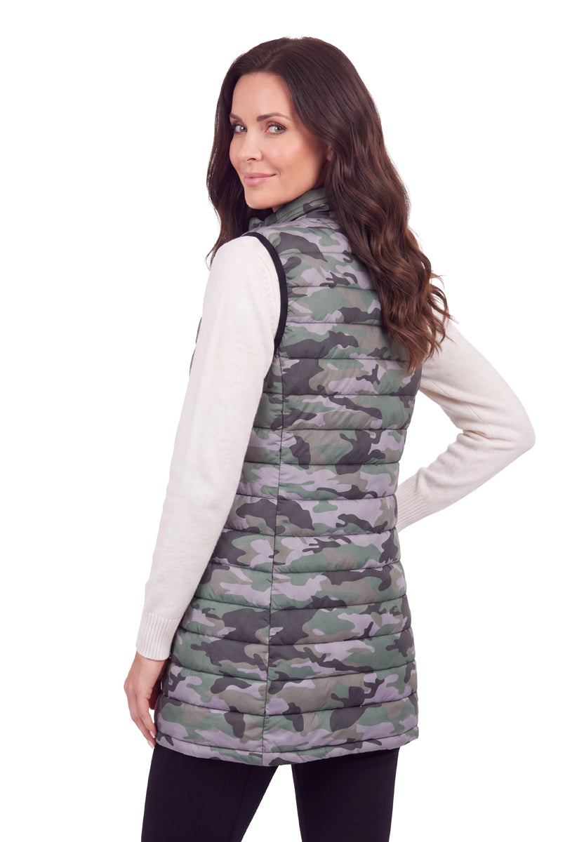 La Cera Camo Printed Knee Length Vest