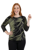 Plus Size La Cera Savannah Palm Print Cowl Neck Top - La Cera