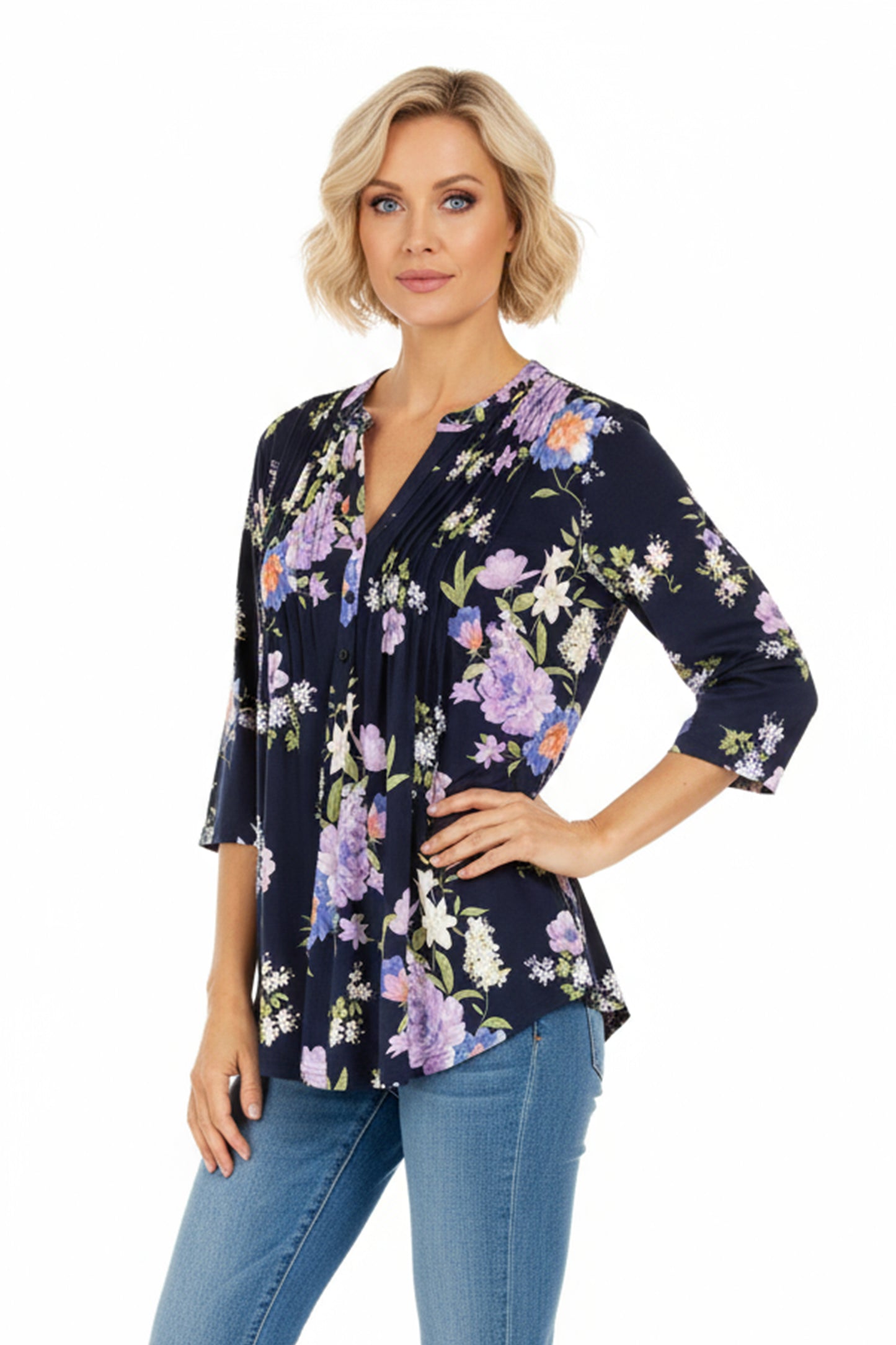 La Cera Pleat Front Tunic