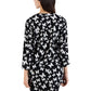 La Cera Butterfly Print Pleat Front Tunic