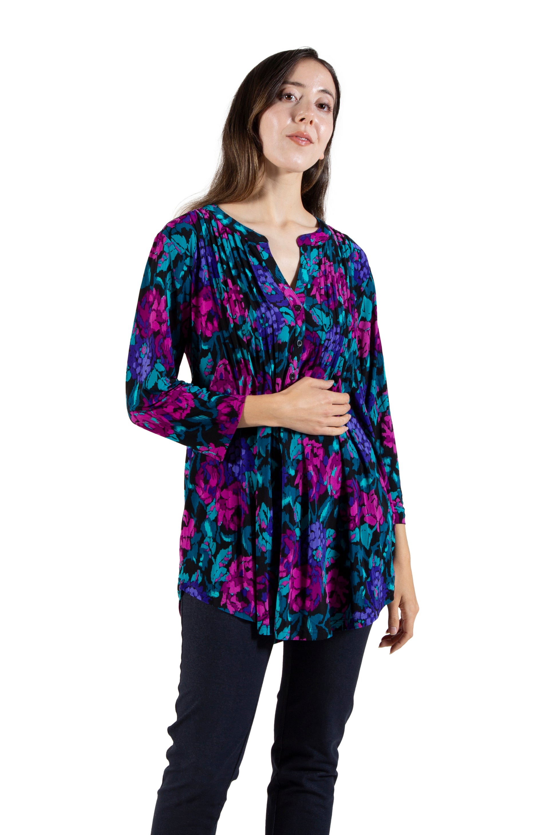 La Cera Pleat Front Tunic - La Cera