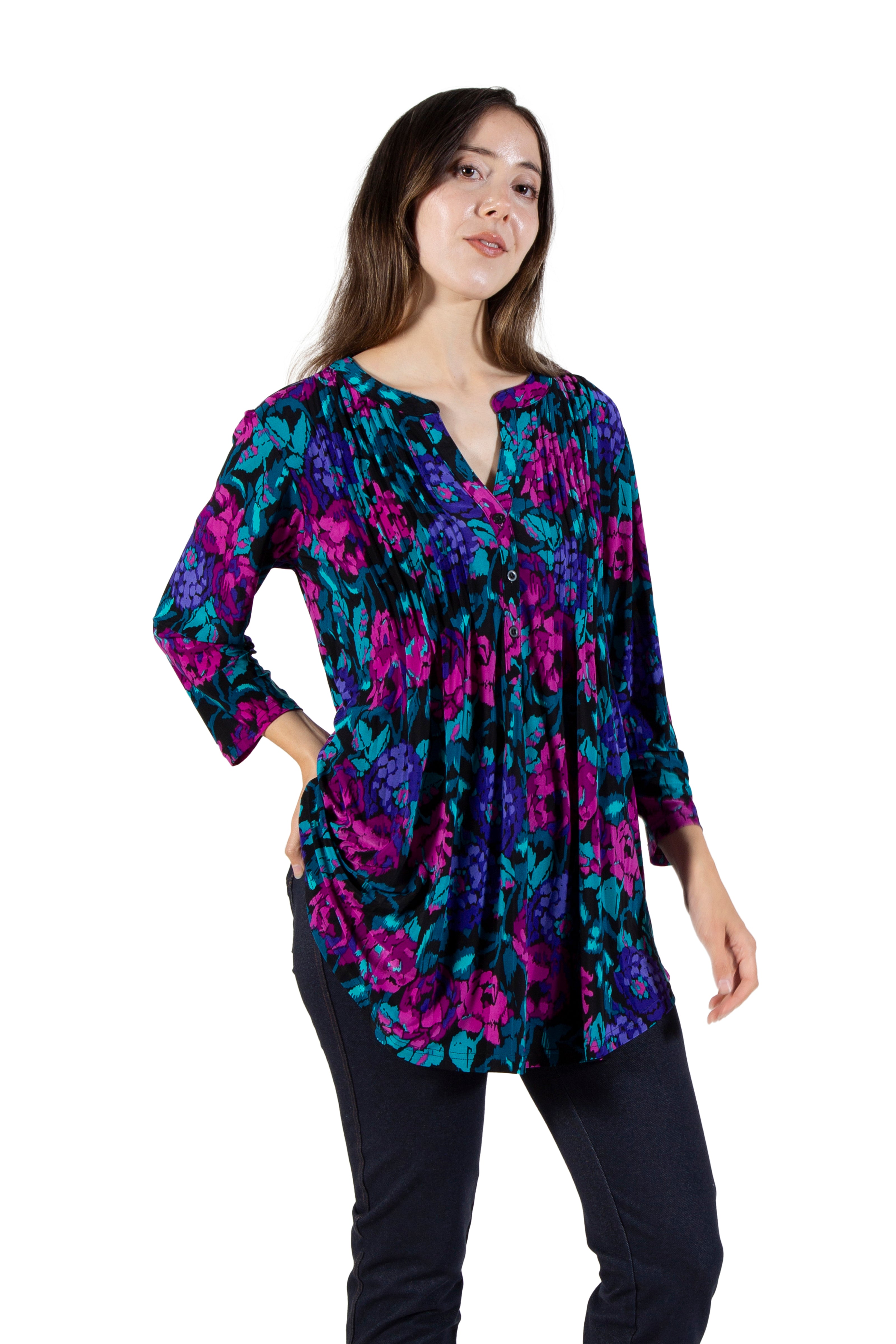 La Cera Pleat Front Tunic - La Cera