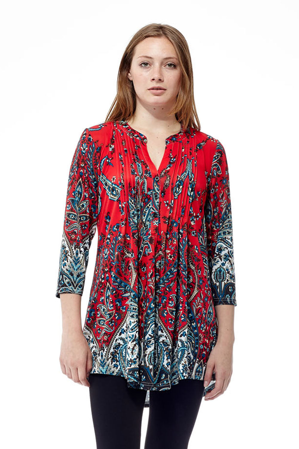 La Cera Pleat Front Tunic