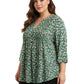 La Cera Plus Size Sage Floral Pintuck Tunic