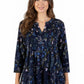 La Cera Plus Size Pleated Floral Print Tunic