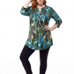 Plus Size La Cera Pleat Front Printed Tunic Peacock - La Cera