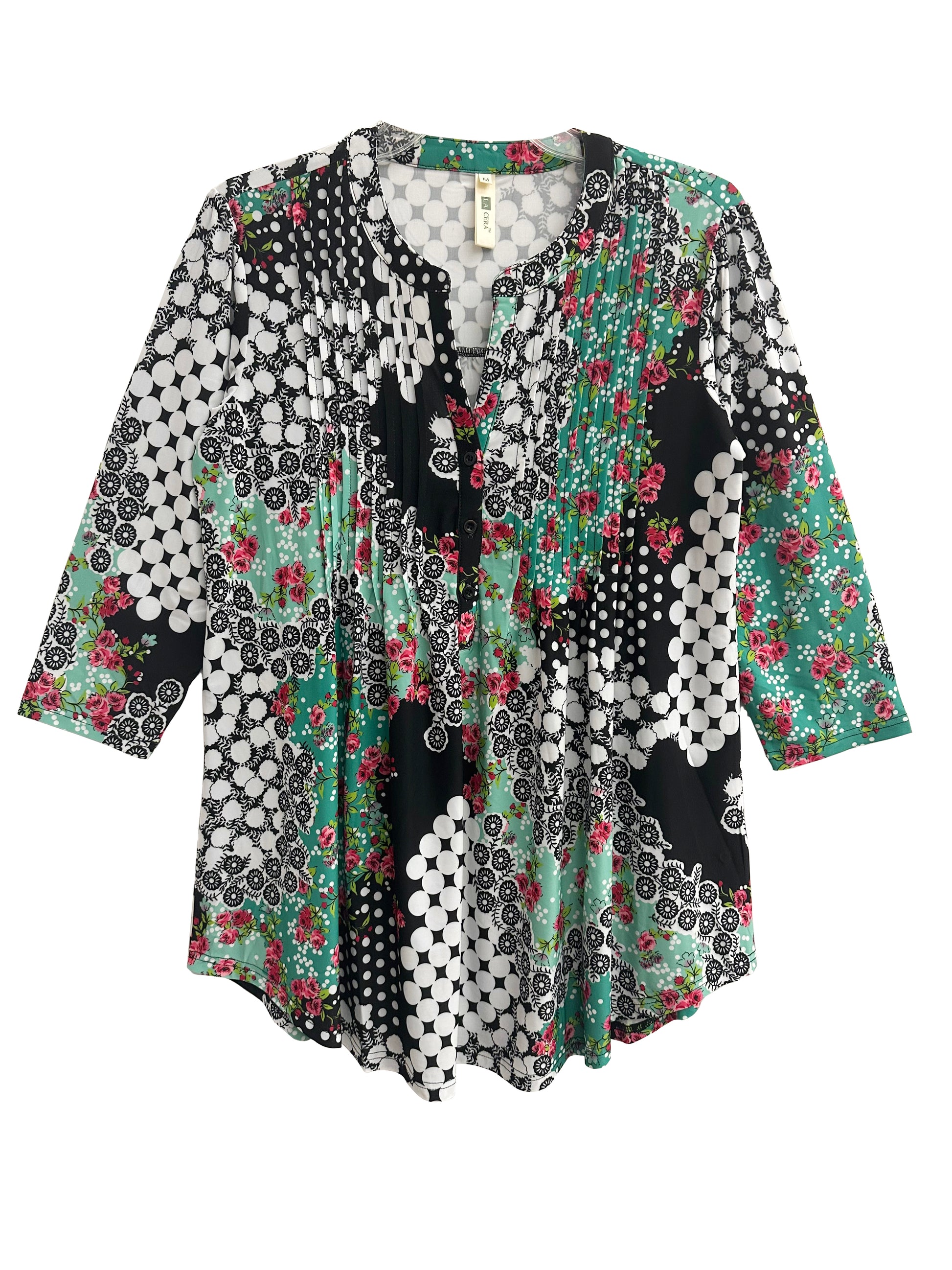 La Cera Pleat Front Tunic - La Cera