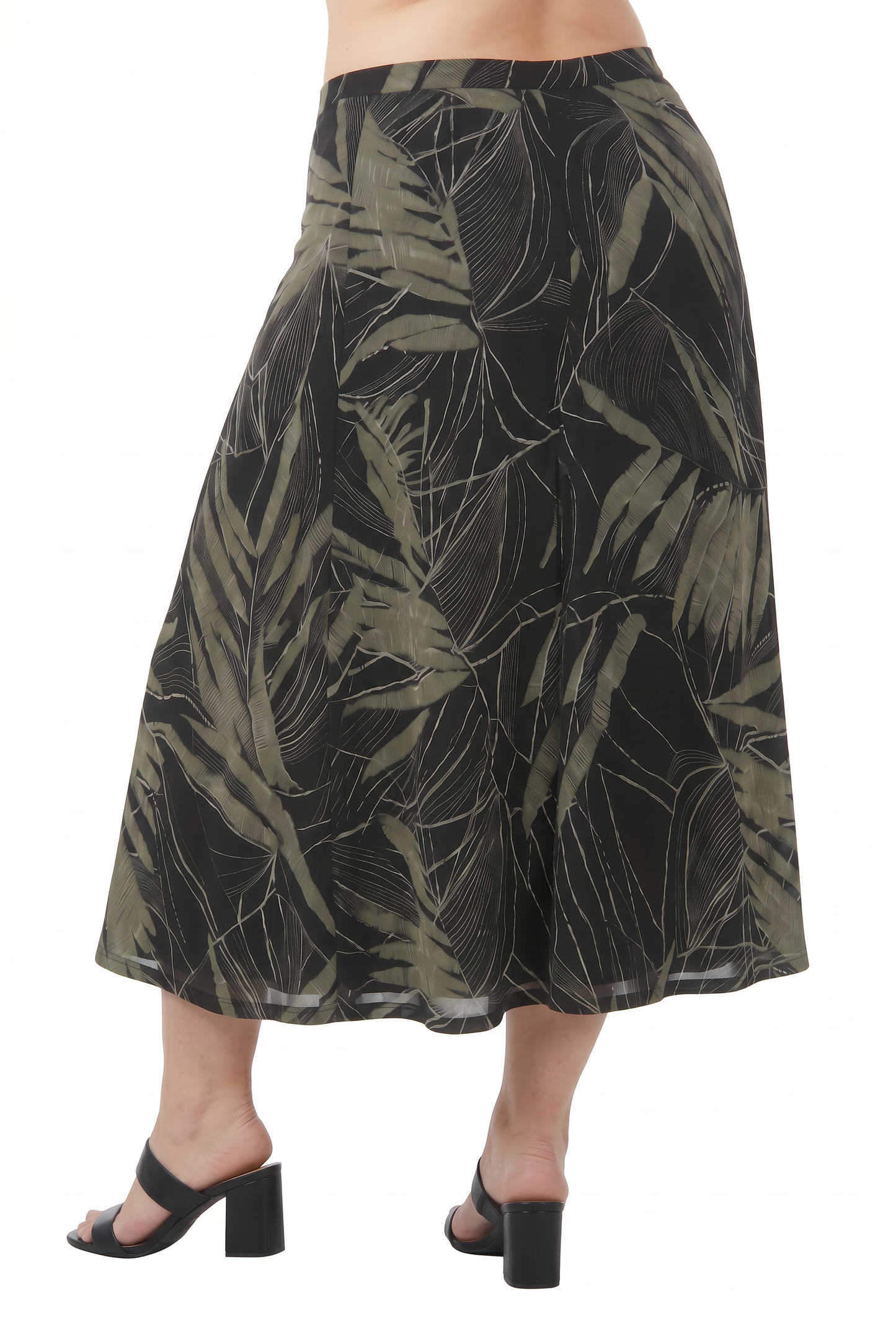 La Cera Savannah Palm Print A Line Skirt - La Cera