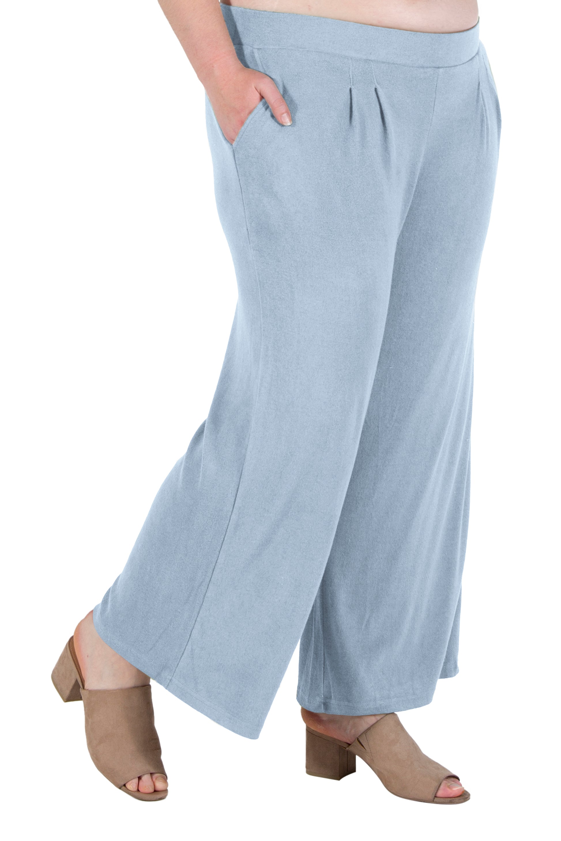 Plus Size Comfort Luxe Collection Cozy Knit Palazzo Pants - La Cera