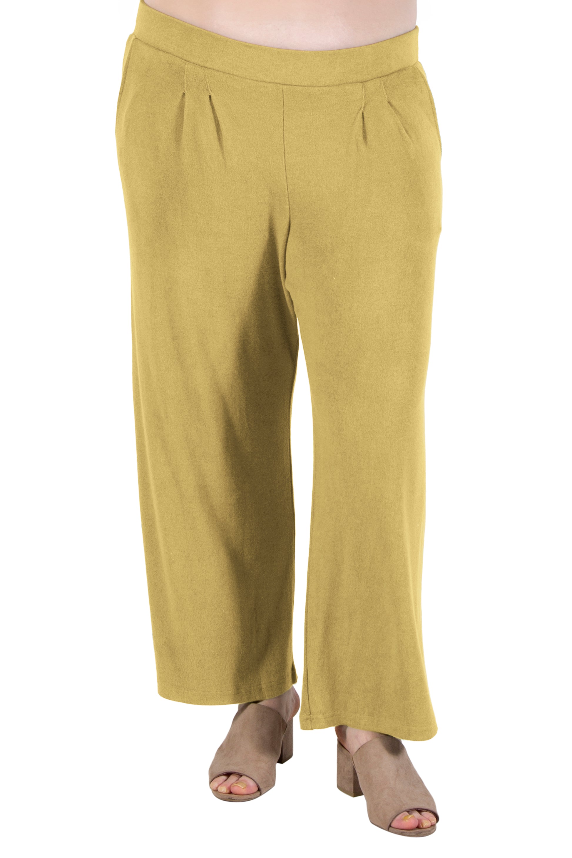 Plus Size Comfort Luxe Collection Cozy Knit Palazzo Pants - La Cera