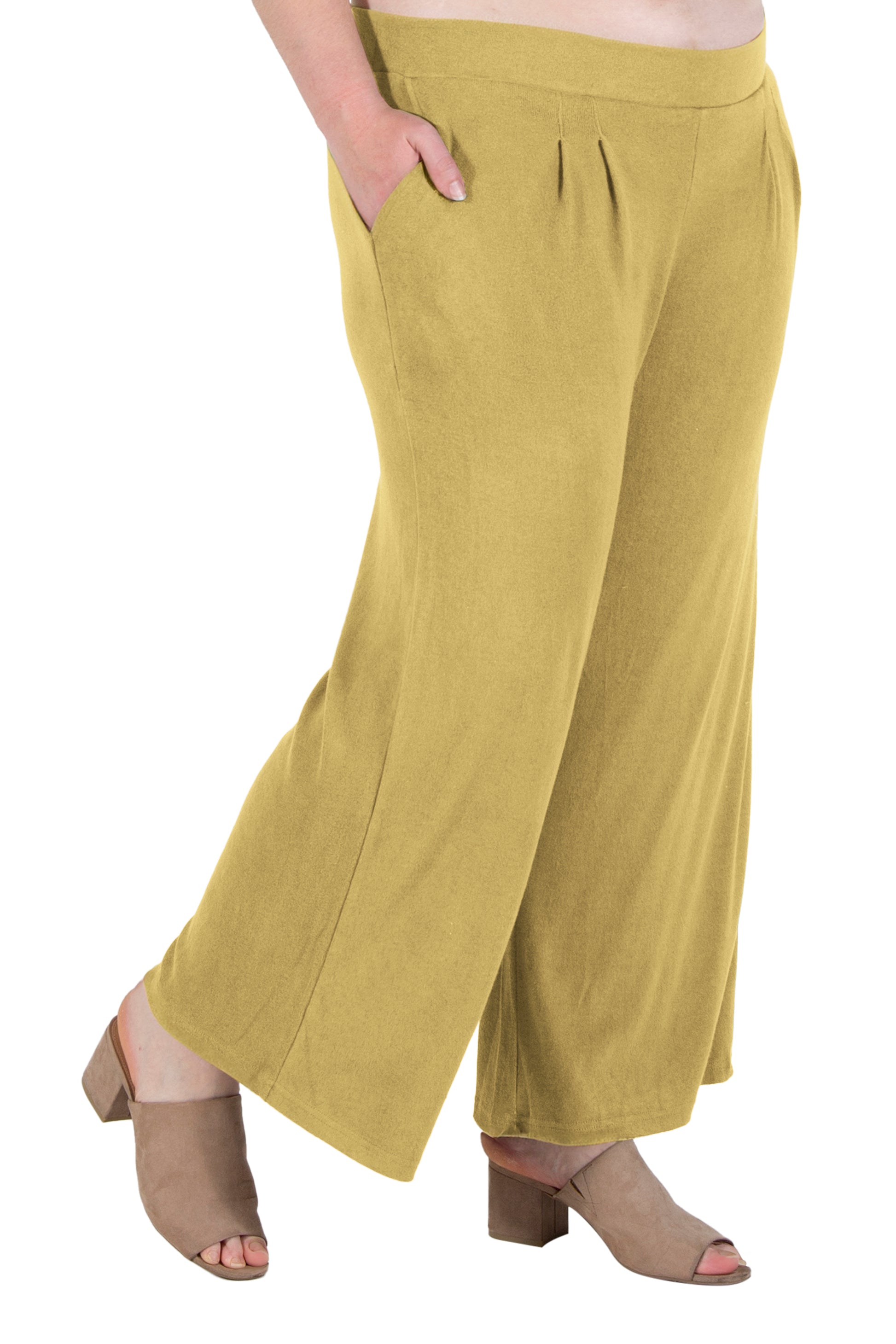 Plus Size Comfort Luxe Collection Cozy Knit Palazzo Pants - La Cera