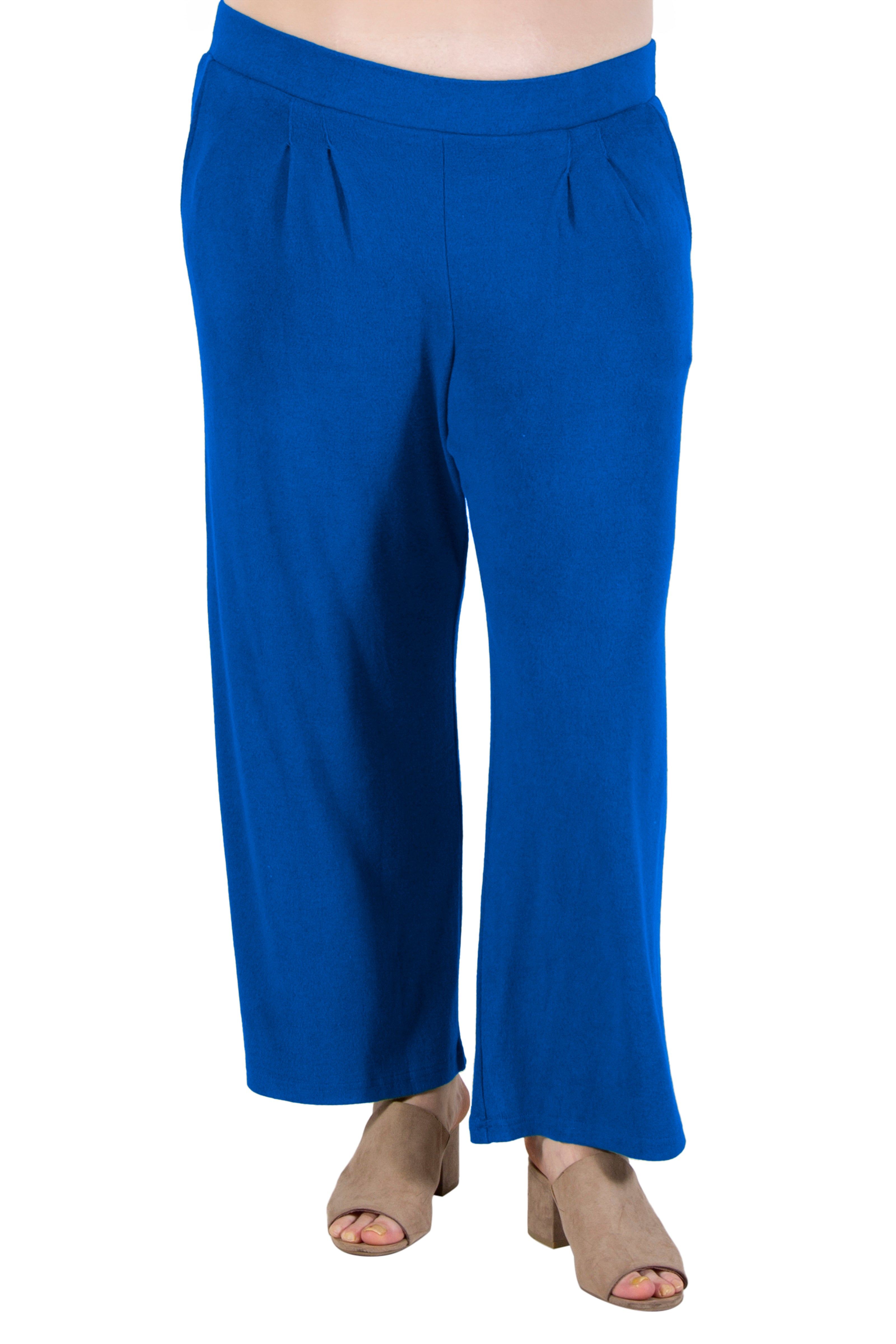 Plus Size Comfort Luxe Collection Cozy Knit Palazzo Pants - La Cera