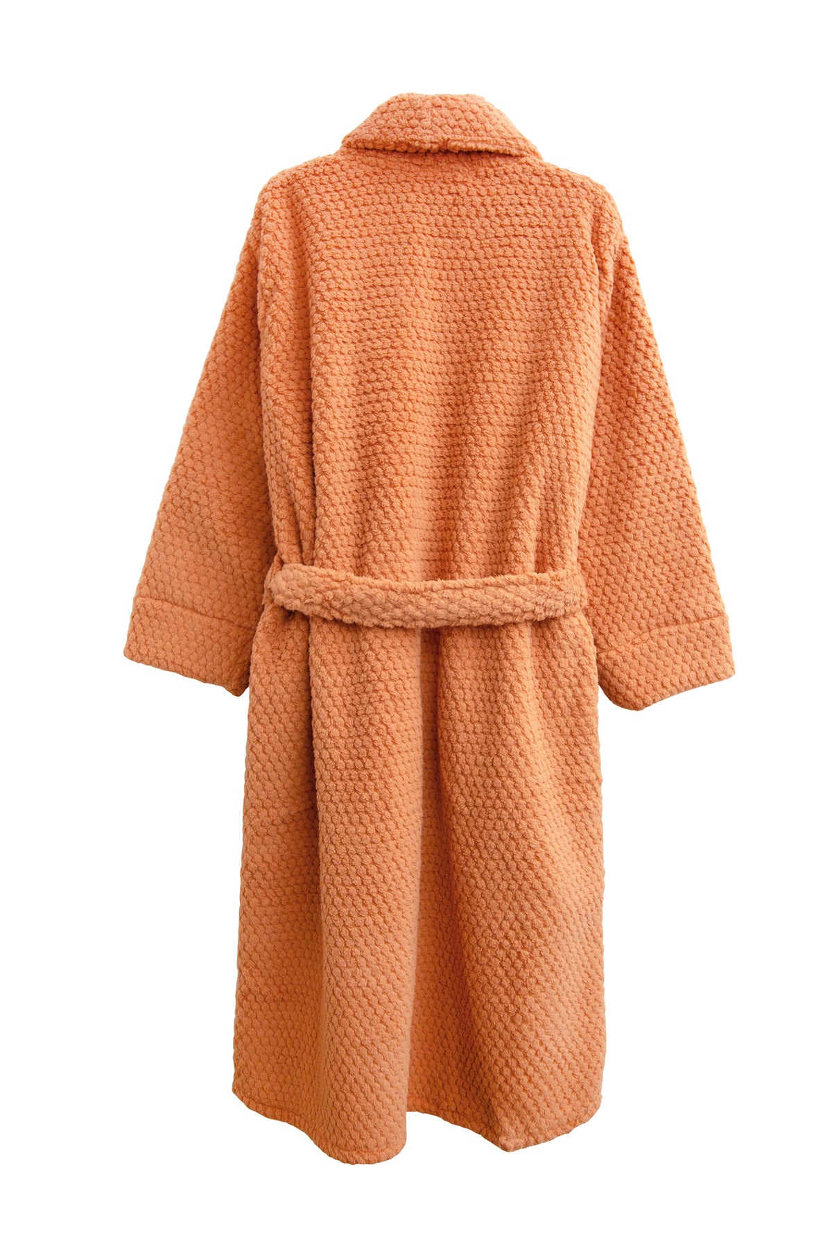La Cera Honeycomb Textured Fleece Wrap Robe - La Cera