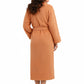 La Cera Honeycomb Textured Fleece Wrap Robe - La Cera