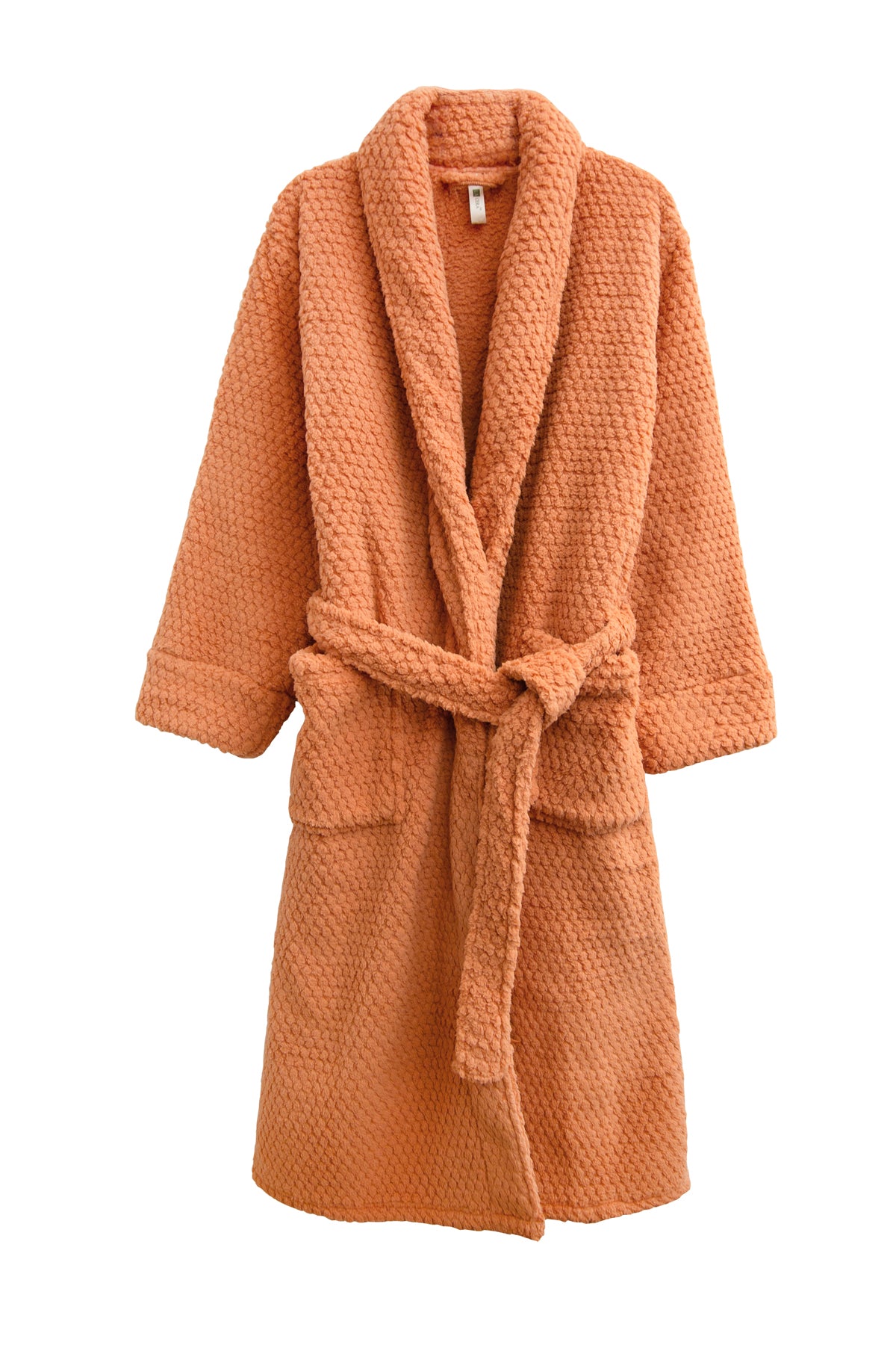 La Cera Plus Size Honeycomb Textured Fleece Wrap Robe - La Cera
