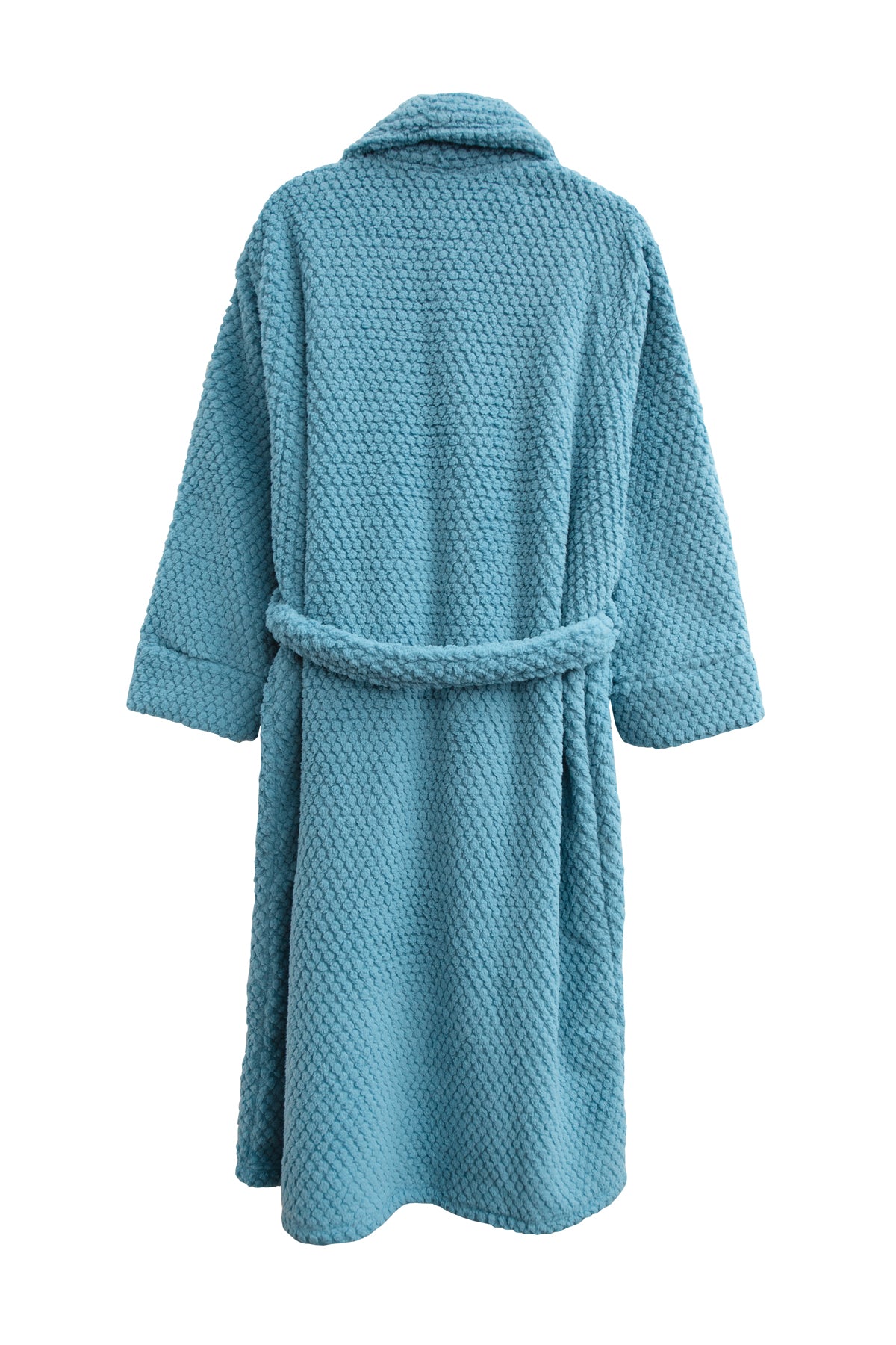 La Cera Plus Size Honeycomb Textured Fleece Wrap Robe - La Cera