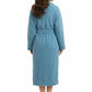 La Cera Honeycomb Textured Fleece Wrap Robe - La Cera