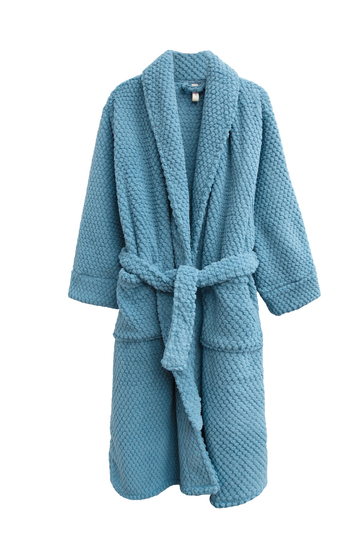 La Cera Honeycomb Textured Fleece Wrap Robe - La Cera