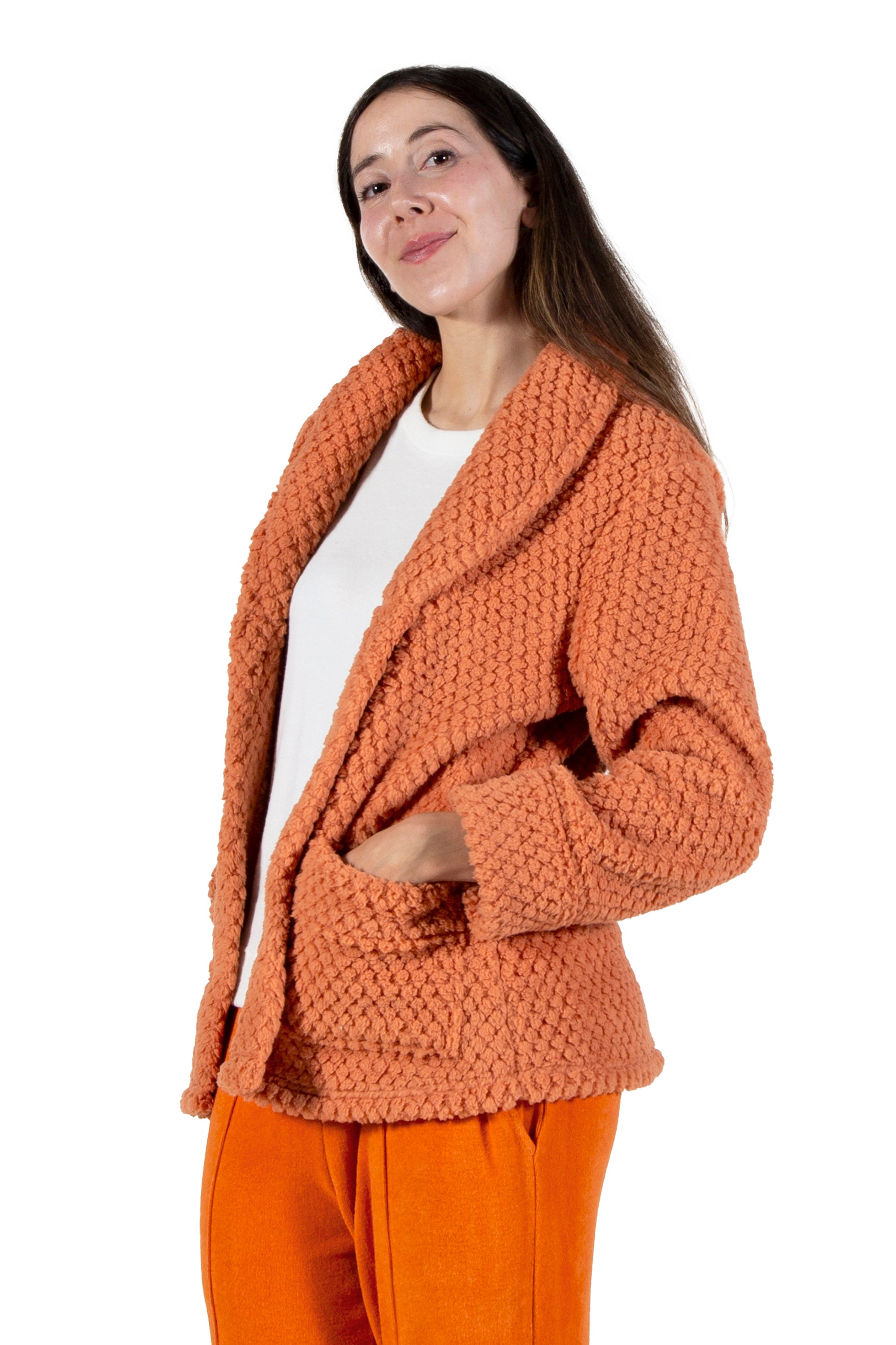 La Cera Honeycomb Fleece Bed Jacket - La Cera