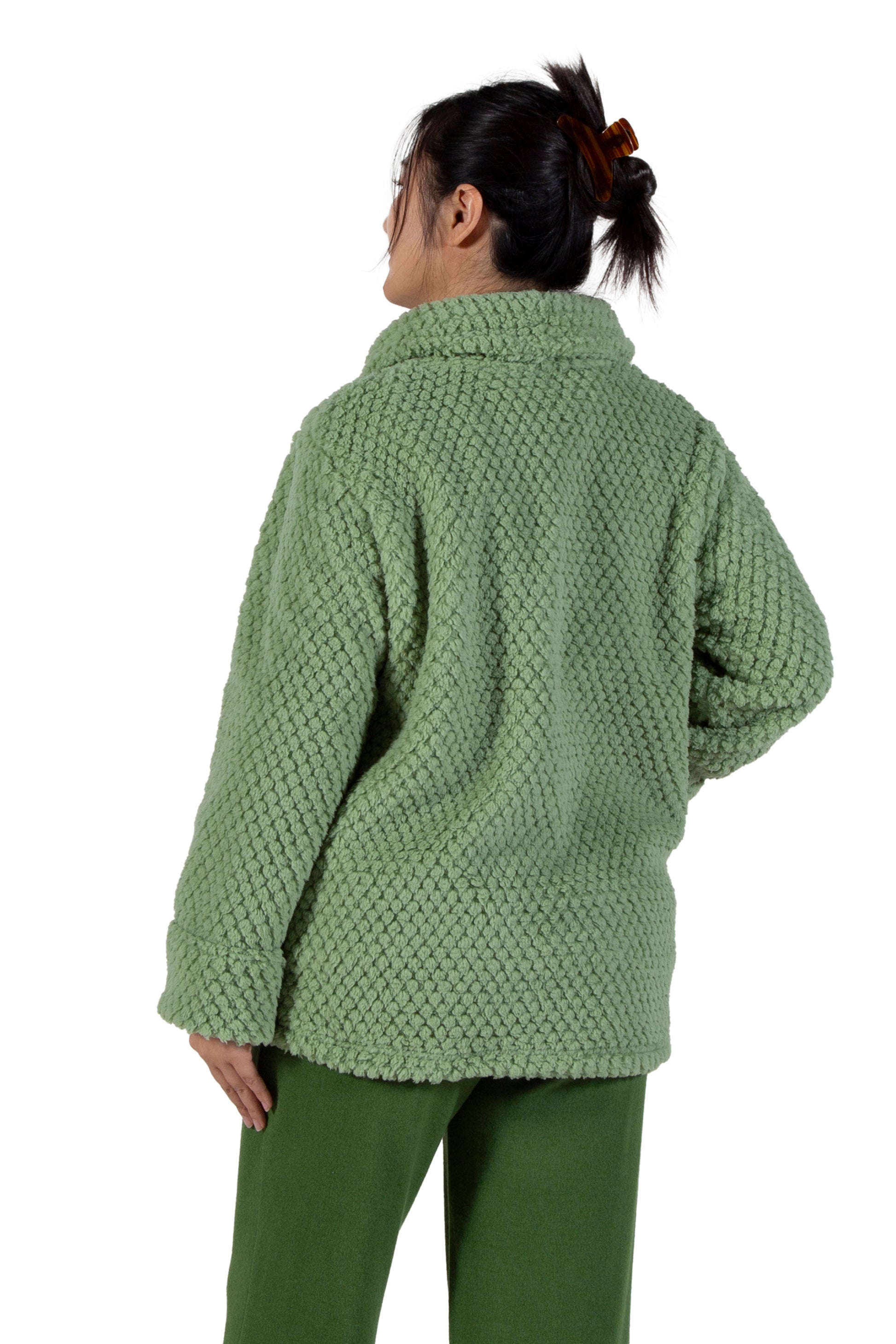 La Cera Honeycomb Fleece Bed Jacket - La Cera
