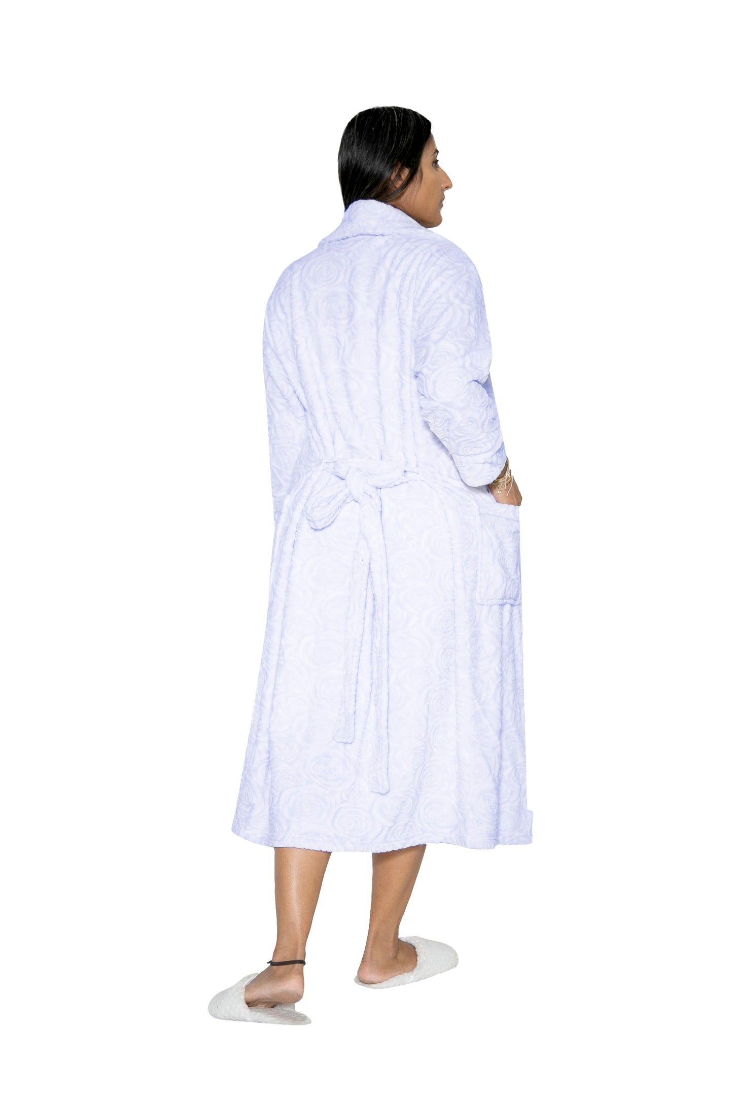 Rose Print Sheered Minky Wrap Robe - La Cera