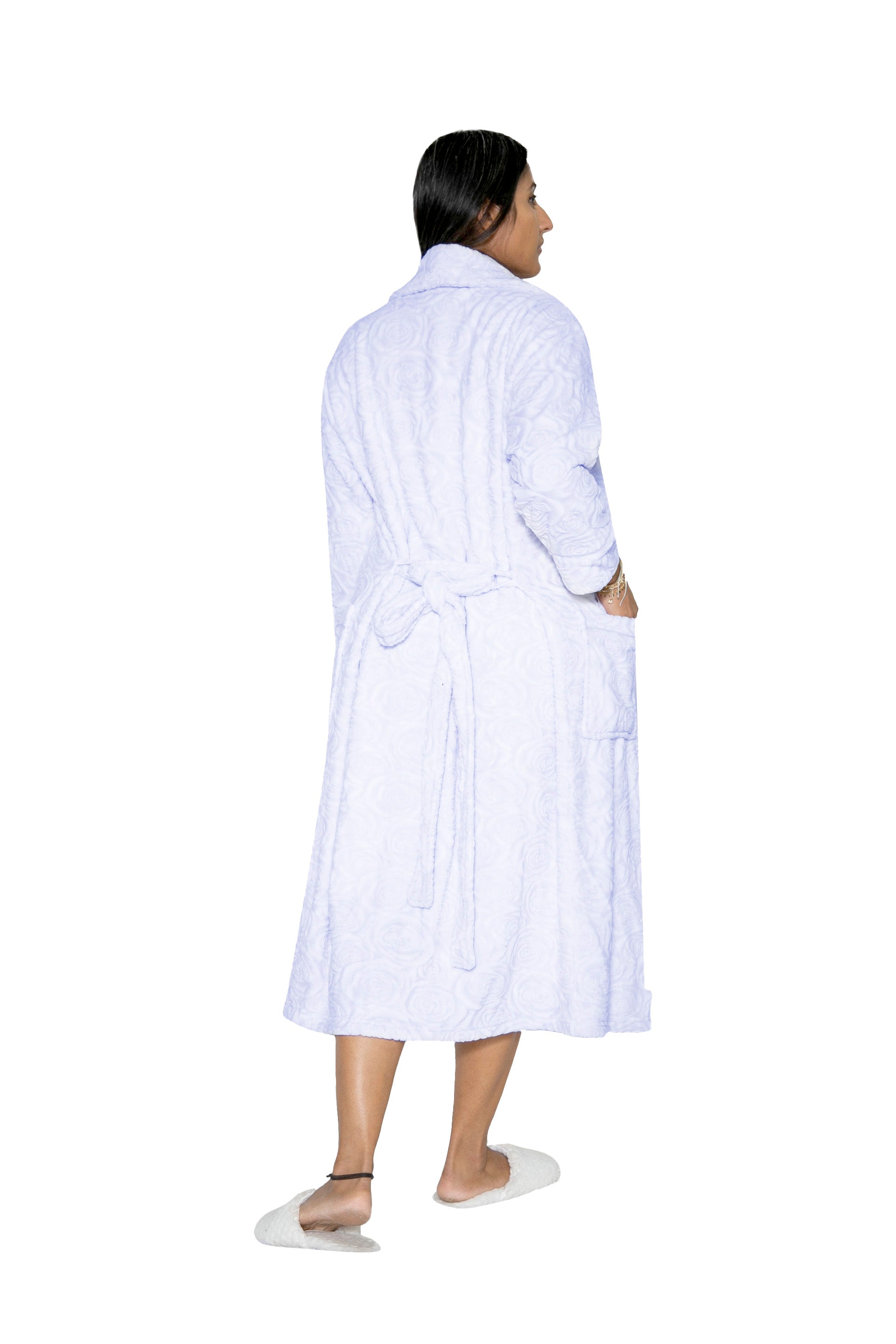 Rose Print Sheered Minky Wrap Robe - La Cera