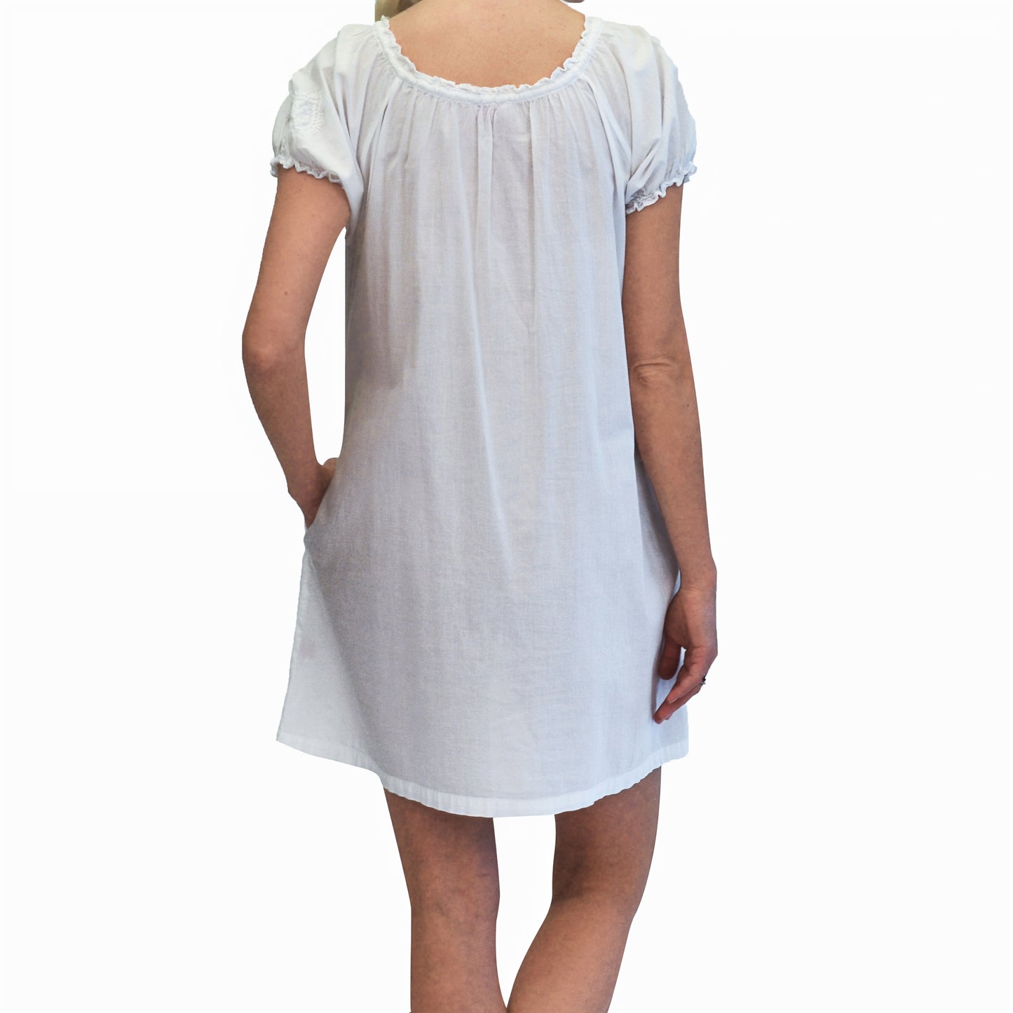 La Cera Puff Sleeve Short Peasant Gown - La Cera