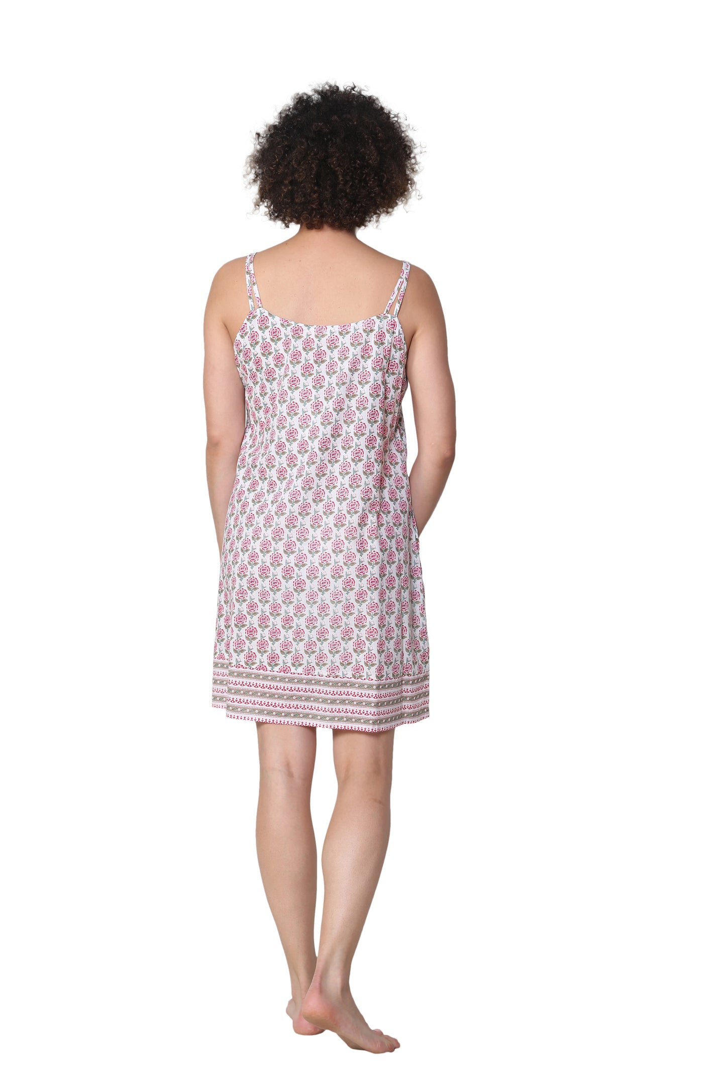 La Cera Spaghetti Strap 100% Cotton  Chemise - La Cera