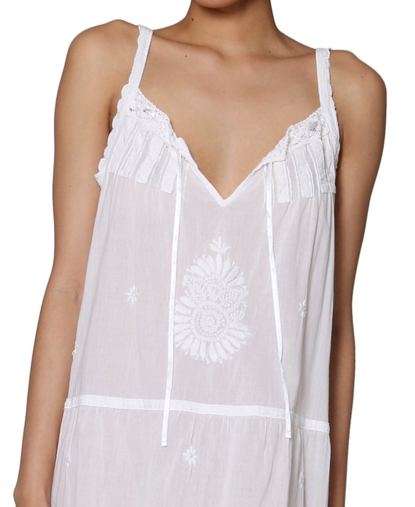 La Cera Short Embriodered Chemise - La Cera