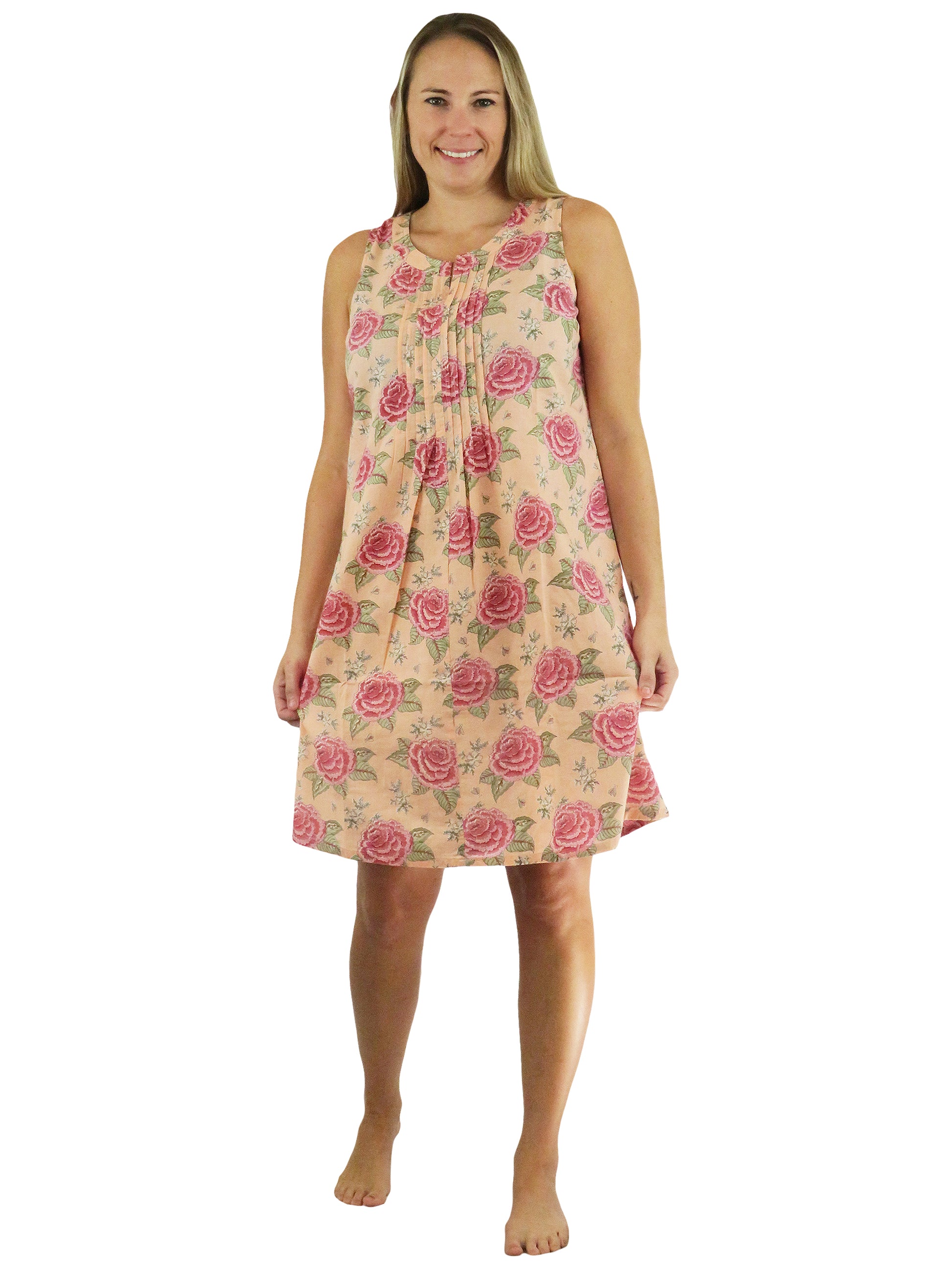 La Cera Sleeveless Floral Print Chemise - La Cera
