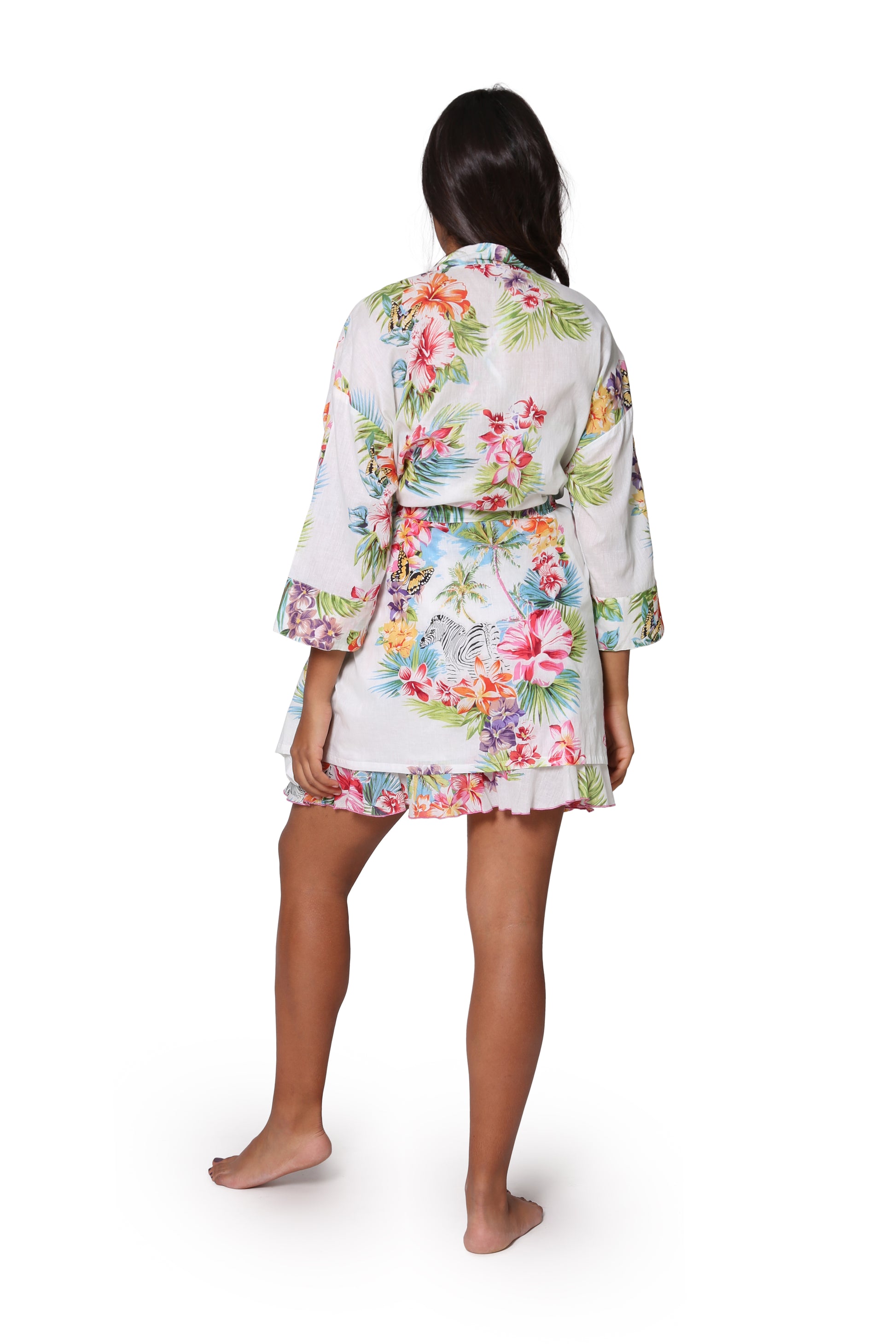 White Tropical Cotton Robe - La Cera