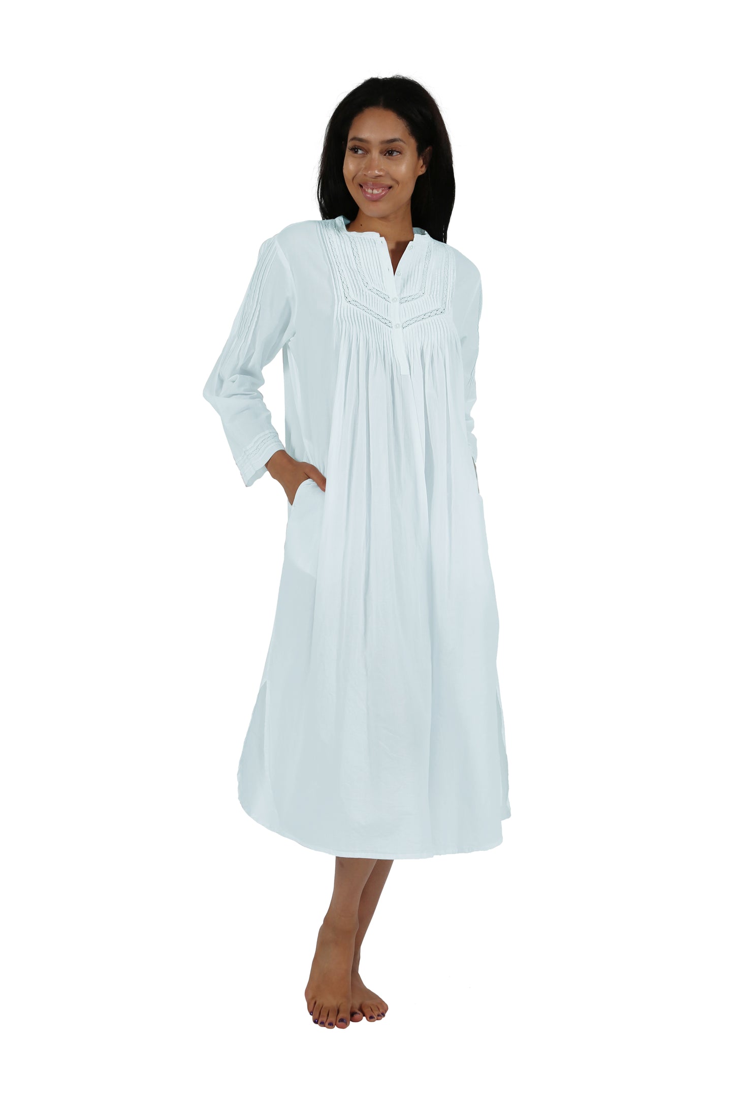 100% Cotton Long Sleeve Gown - La Cera