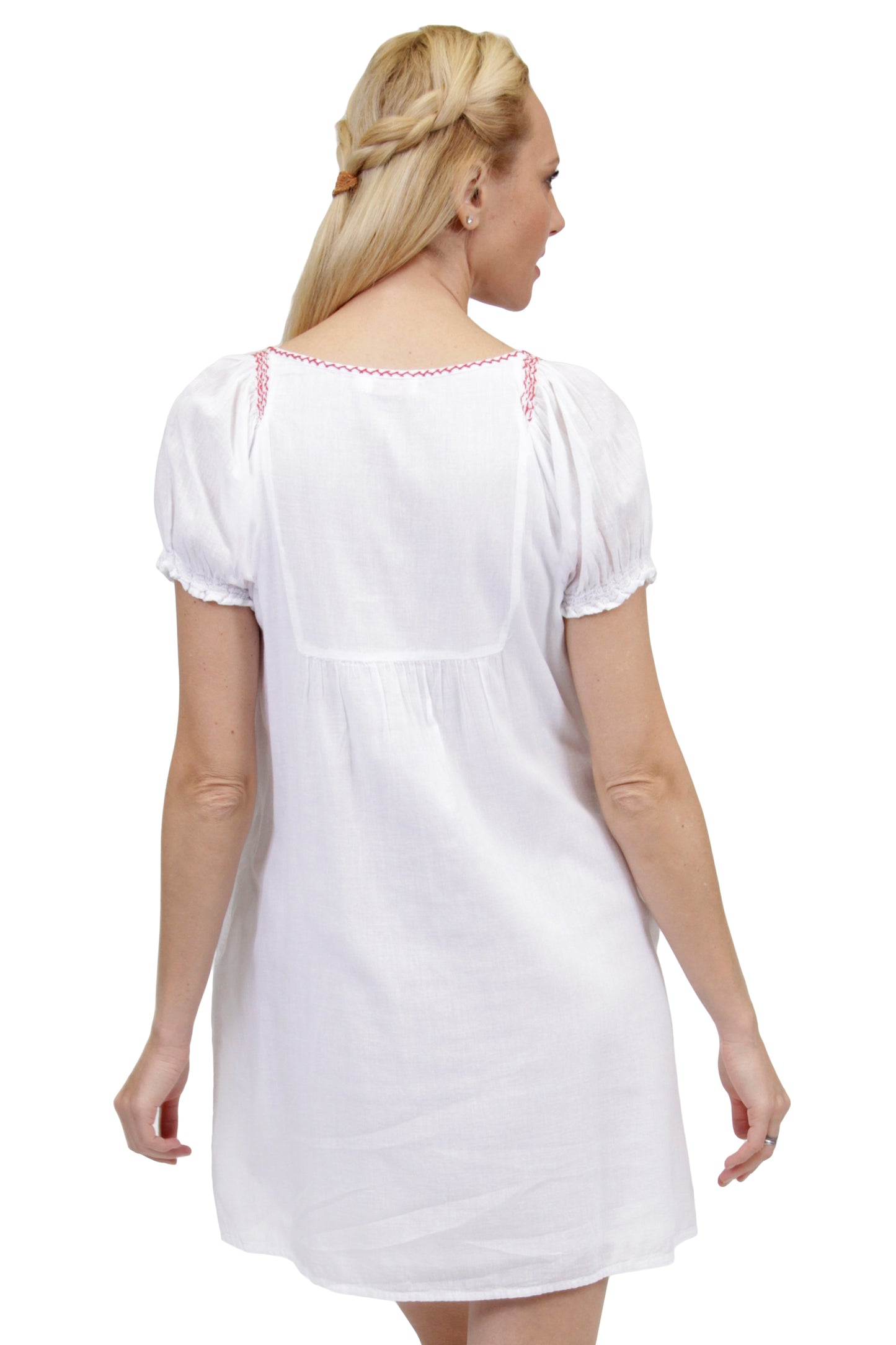 Short Sleeve Embroidered Peasant Chemise - La Cera