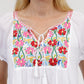 Short Sleeve Embroidered Peasant Chemise - La Cera