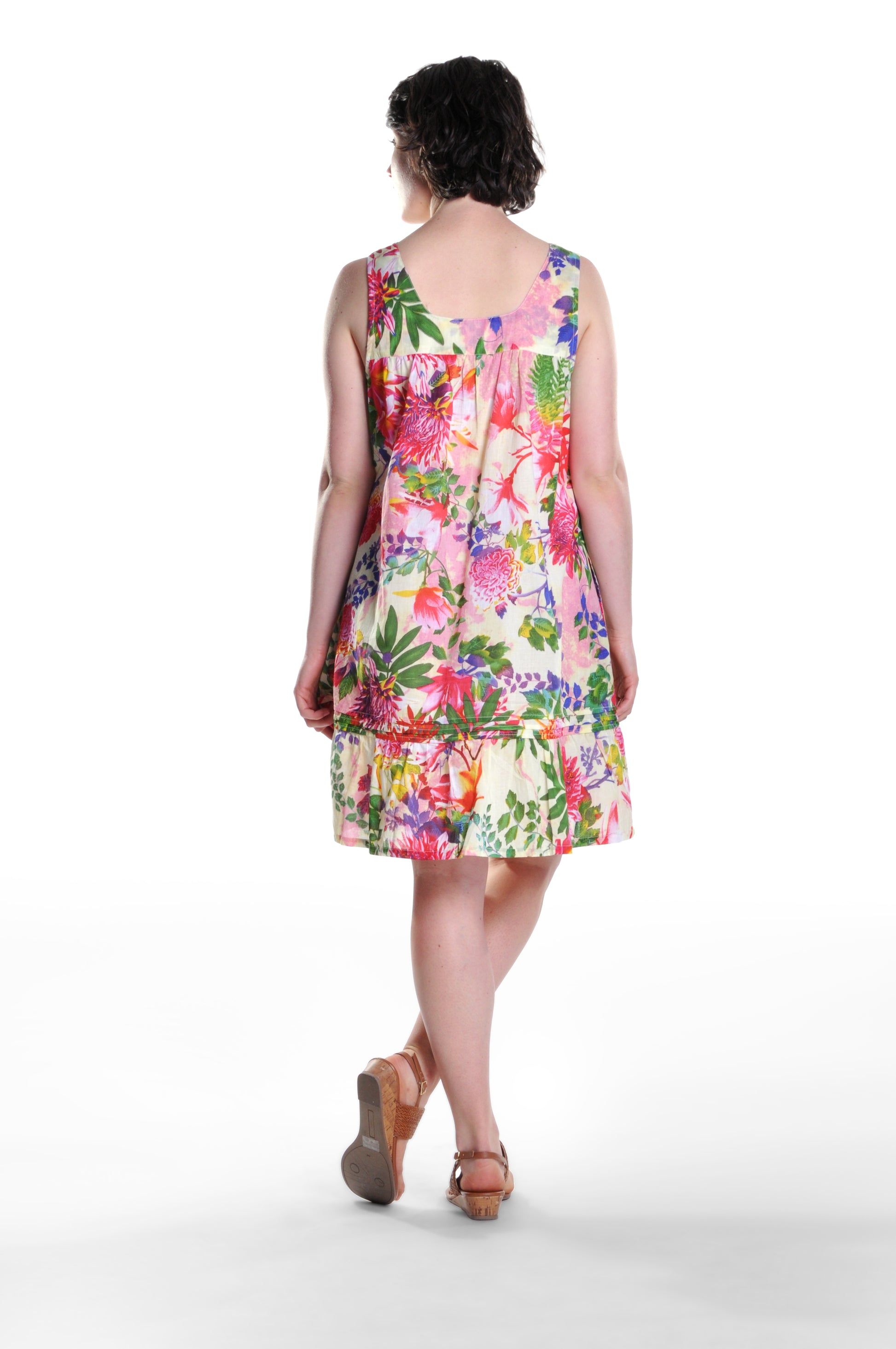100% Cotton Multicolored Floral Chemise - La Cera